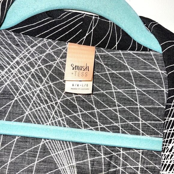 Smash + Tess Lightweight Robe Duster Womens Size M L Rayon Nylon Black White - Picture 4 of 9